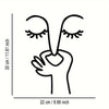 Line art drawing of a face and hand outline on a white background.