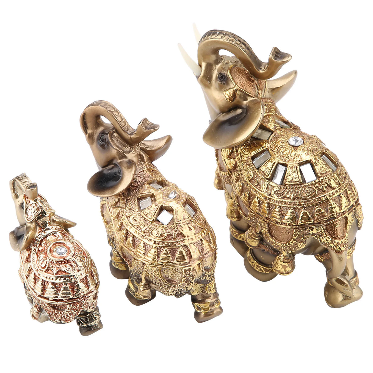 Golden Feng Shui elephant statue for wealth and good fortune