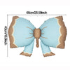 A matte 3D heart love-you bear foil balloon in light blue and brown colors.