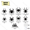 Un juego de nueve piezas decorativas de luces nocturnas en forma de murciélago y araña, empaquetadas en una caja.