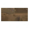 A rectangular wooden sign with a natural brown stain and four mounting holes.