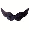 Black feather wings costume prop with adjustable straps
