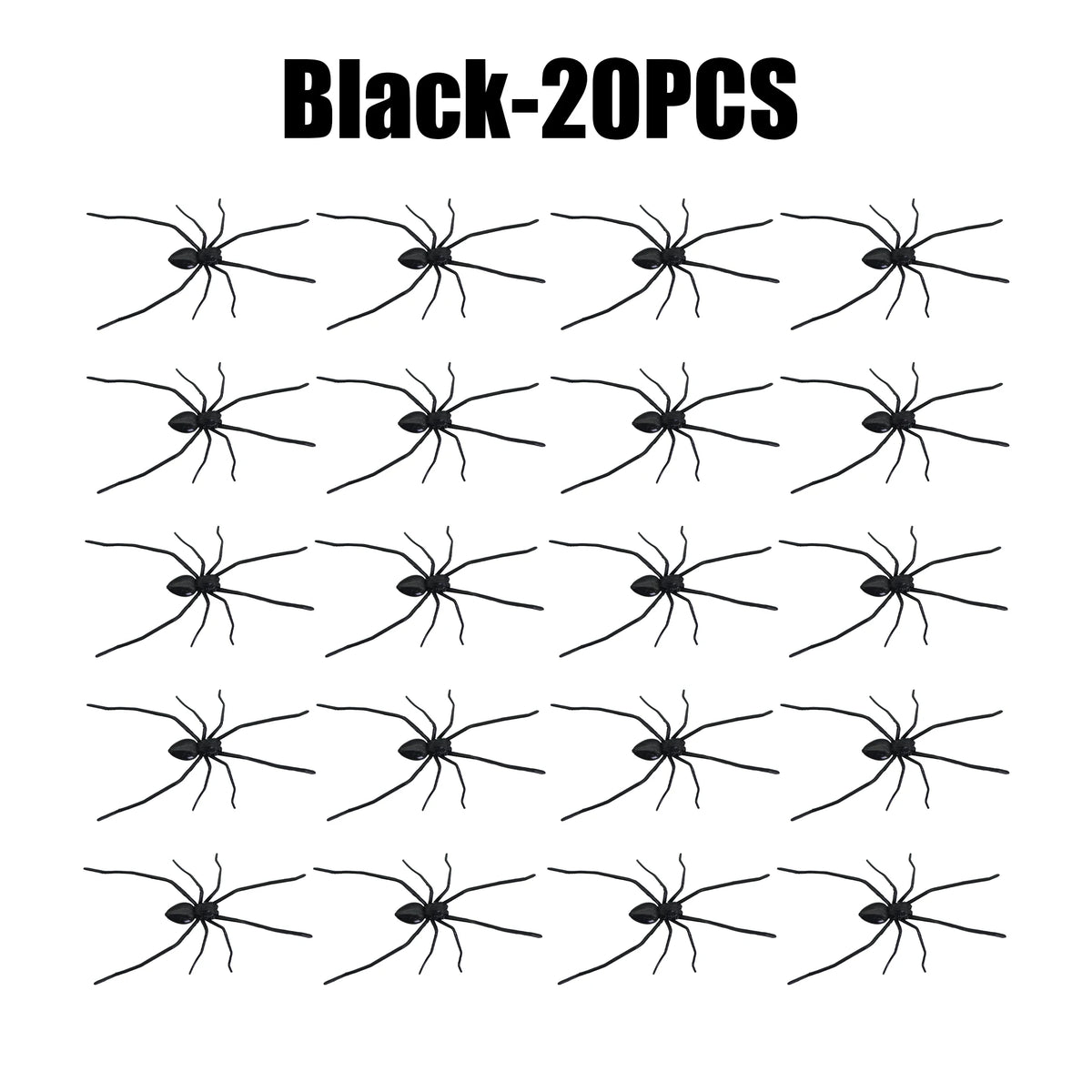A set of 20 black realistic spider magnets for fun pranks and decoration.