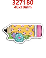 A pink and yellow flatback resin embellishment for crafts, featuring a decorative design.