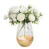 Silk Peony Artificial Flower Bouquet – 5 Blooms & 4 Buds in Rose Pink