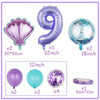 Mermaid balloon party decoration set including a purple number 9, balloons, and a 5mm ribbon roll.