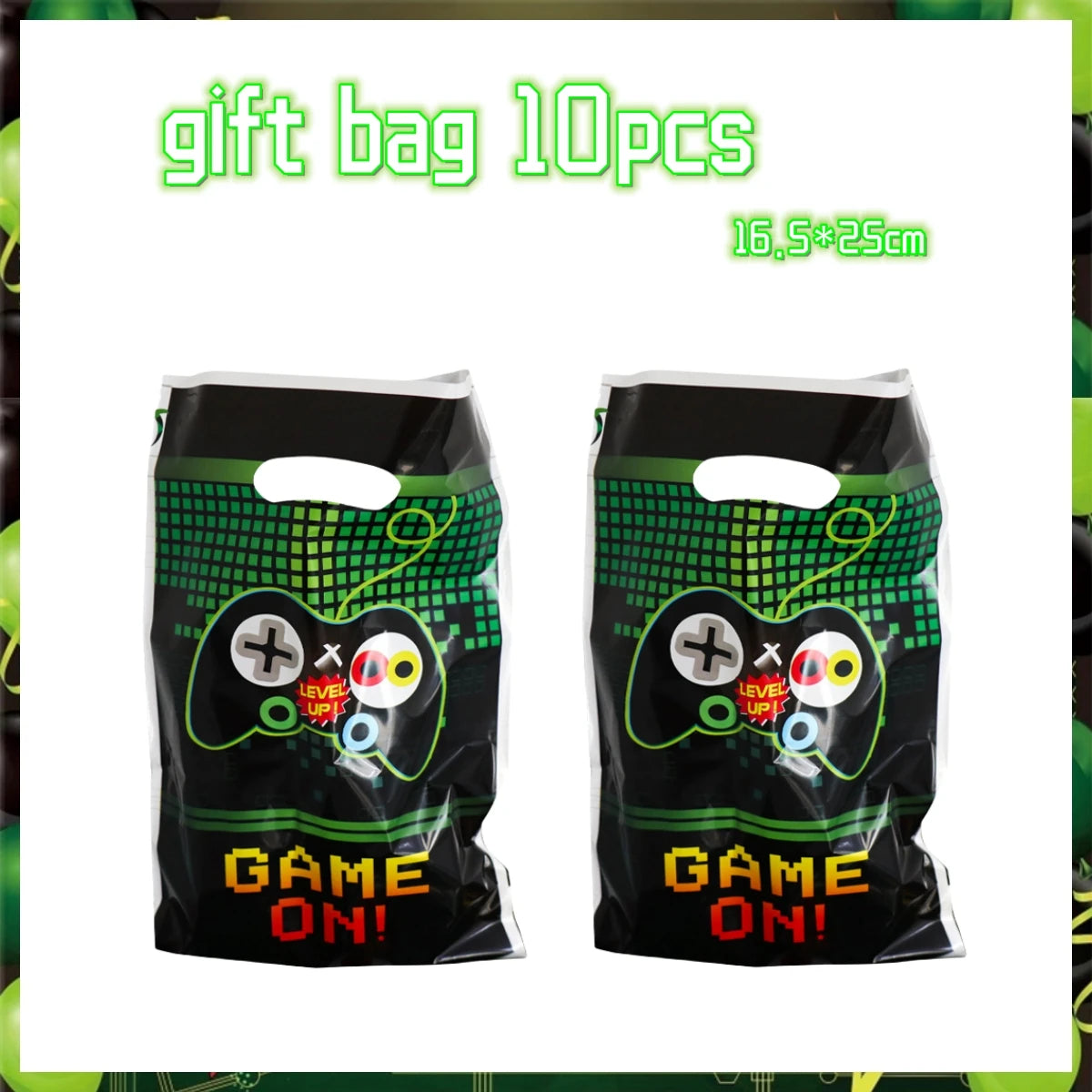 Green Video Game Birthday Party Supplies Kit with Gamepad Balloons