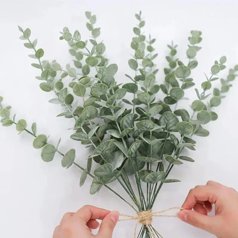 Artificial Eucalyptus Leaf Stems – Silk Greenery for Weddings & Home Decor