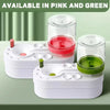 Self-cleaning watercolor brush rinser available in pink and green colors with clear containers.