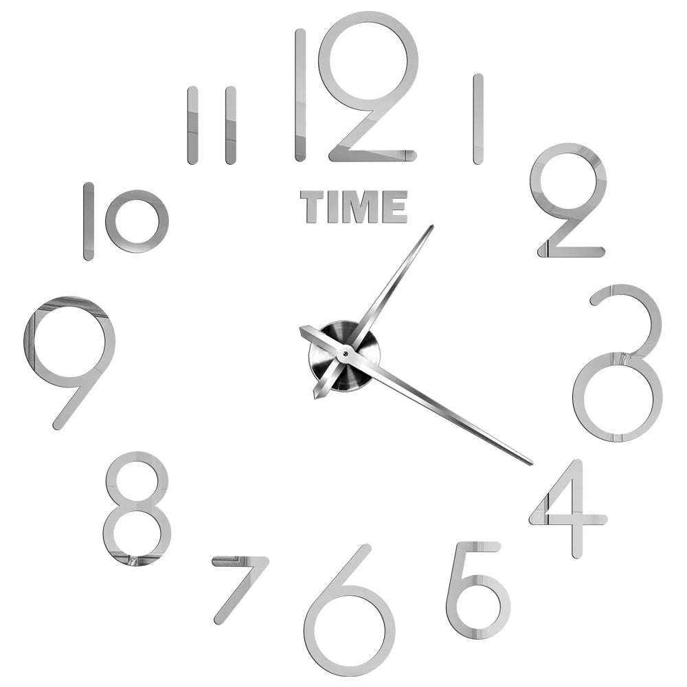 A modern 3D acrylic wall clock face showing the numbers 1 through 12 and a central hand.