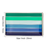 A rectangular lapel pin featuring six horizontal stripes of green, light blue, and dark blue.