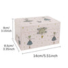 A light pink ballet music box with a lid, featuring rotating figurines and jewelry storage.