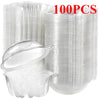 A set of 100 clear plastic bulk dessert packaging boxes for cakes and confections.