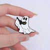Halloween Enamel Pins Set - Cute Ghost, Black Cat, and Pumpkin Brooches for Kids