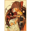 Anime illustration featuring a male character with reddish hair and a female character with blonde hair, set against a dark b