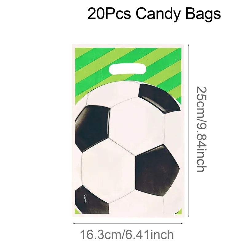 A set of 20 candy bags featuring a soccer ball design for party supplies.