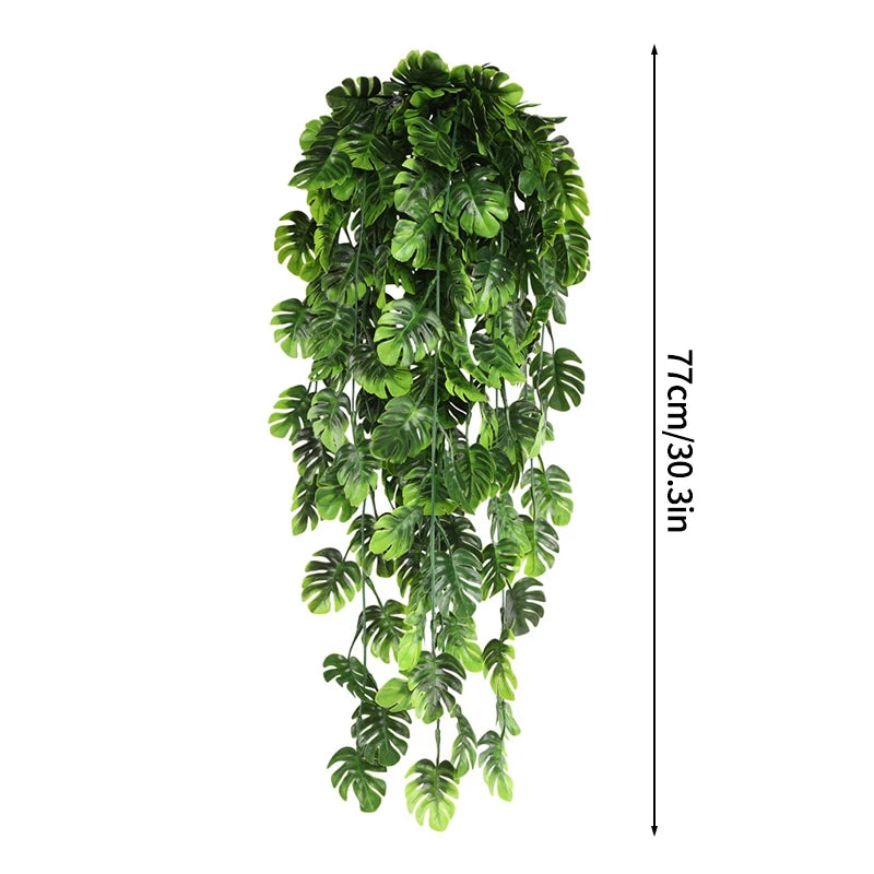 Artificial hanging morning glory flowers in green silk vines for indoor and outdoor decor