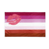 A horizontal rainbow pride flag banner with six colored stripes: magenta, pink, white, light pink, white, and reddish-pink.
