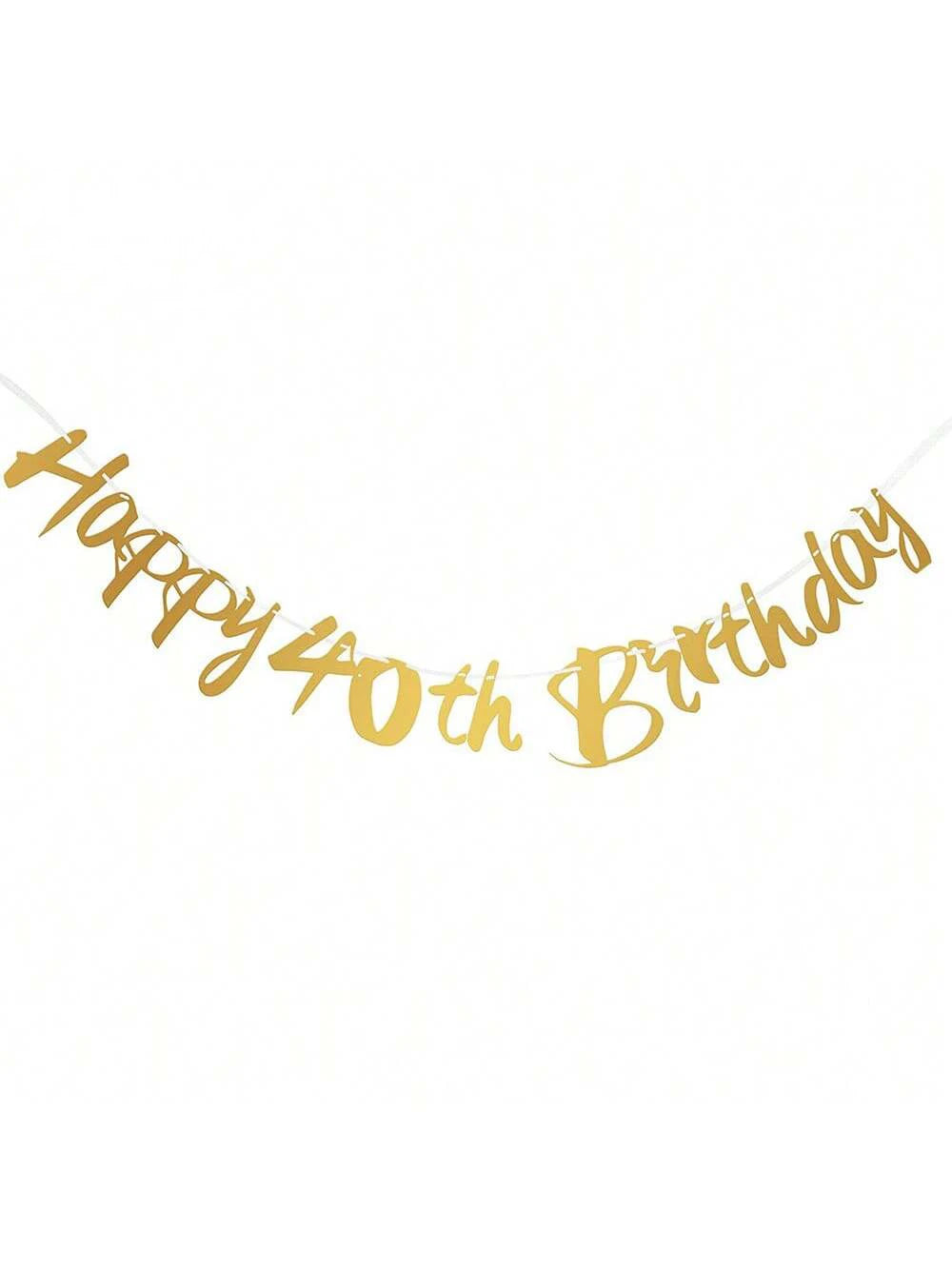 Elegant black and gold glitter birthday banner spelling out Happy 40th Birthday