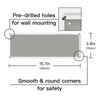 A rectangular metal sign with pre-drilled holes for wall mounting and smooth, round corners.