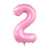 A pink foil number balloon shaped like the number 2.