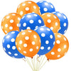 Un juego de veinte globos de látex a rayas naranjas y azules.