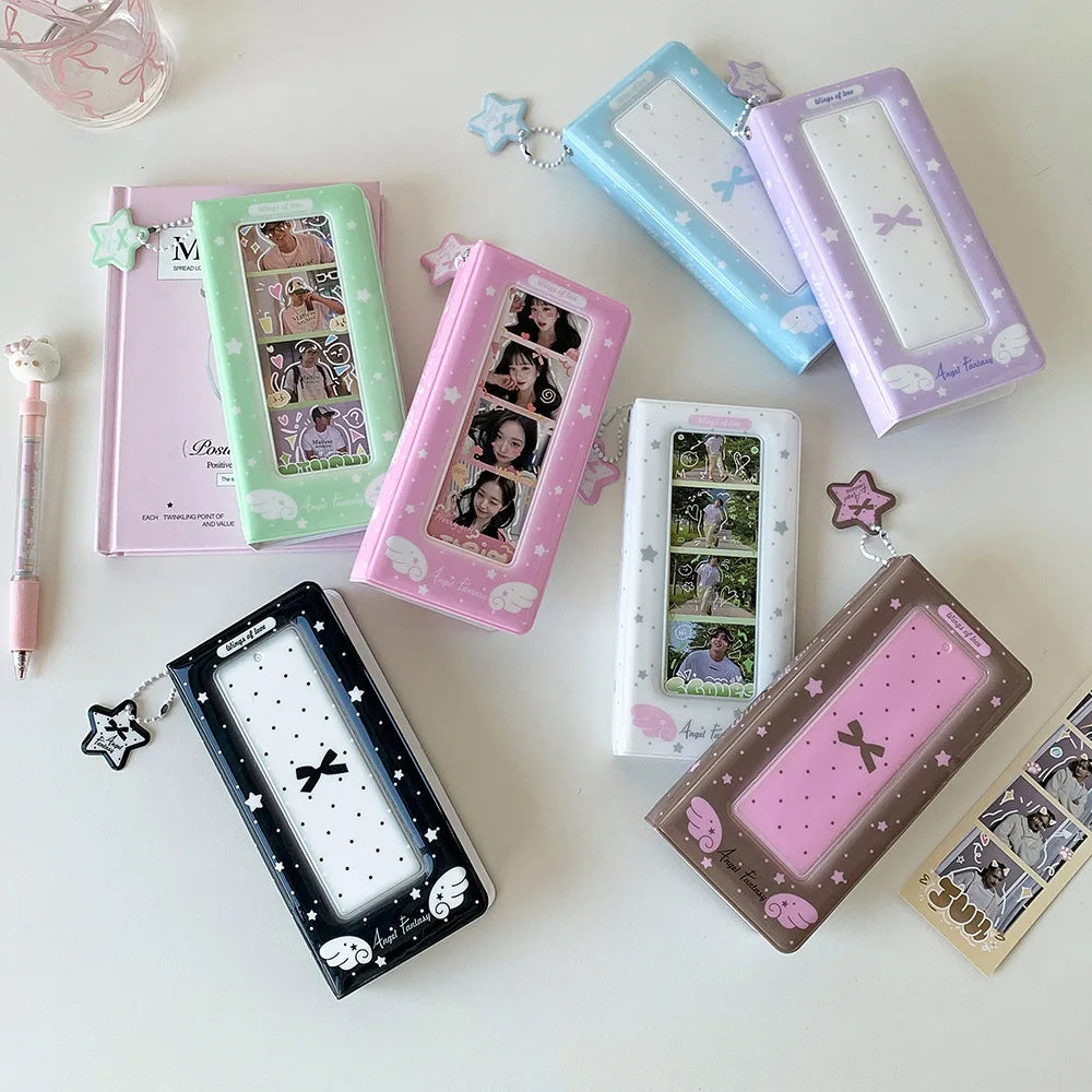 A collection of colorful photo booth albums and frames featuring various photos and decorative elements.
