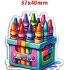 A collection of colorful flatback resin craft embellishments shaped like pencils or tubes for bows and DIY projects.