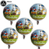 Five 18 inch foil balloons featuring construction trucks and machinery for a birthday party