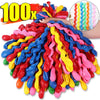 A large collection of colorful spiral twist latex balloons in various bright colors, including red, yellow, blue, and pink.