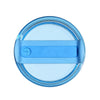 A clear blue replacement lid for a tumbler or cup, featuring a horizontal plastic band for sealing.