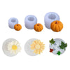 A set of silicone molds for making fall pumpkin scented candles, including molds and decorative pumpkin shapes.