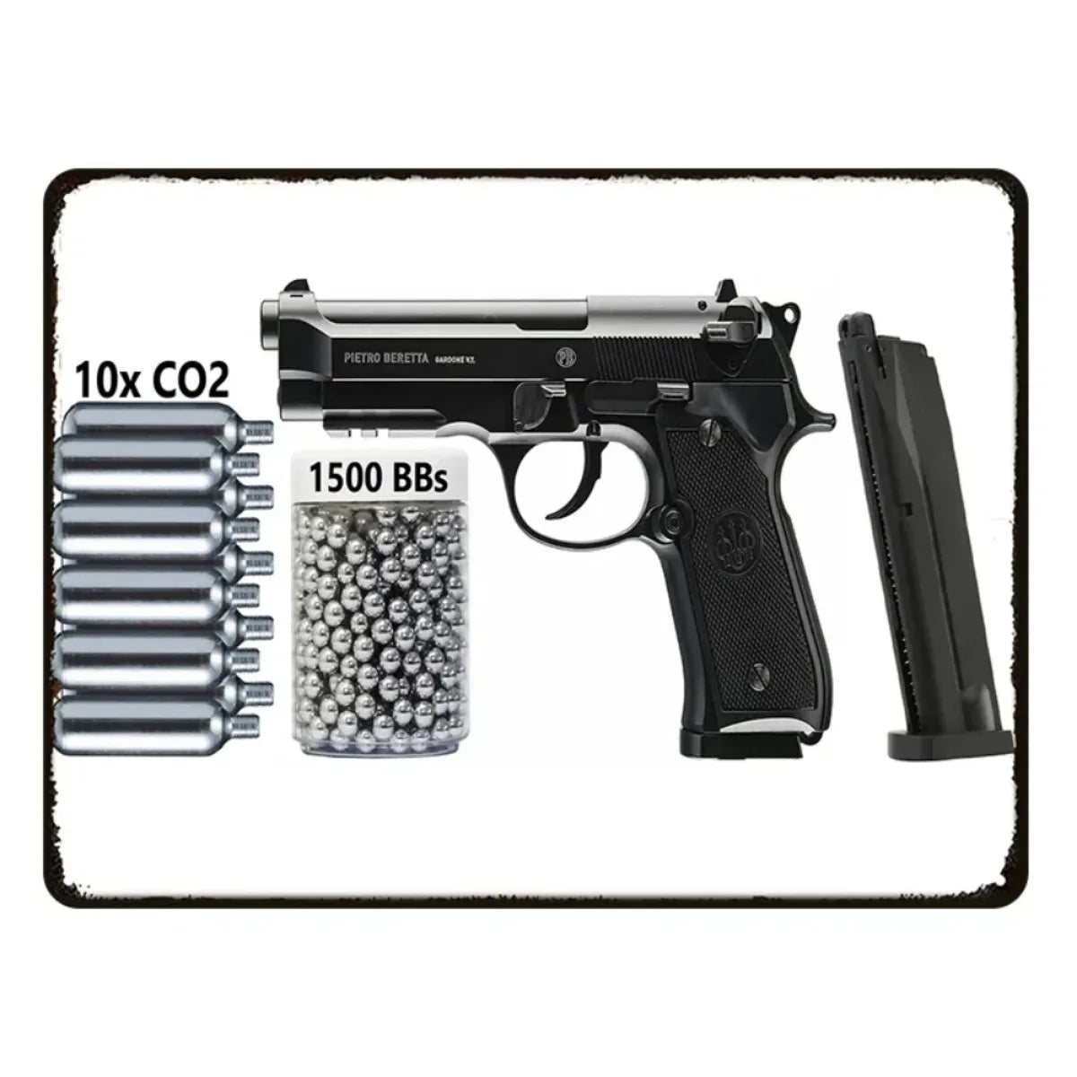 Vintage Beretta Pistol Metal Sign - Rustic Wall Art Decor