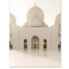 White canvas wall art depicting a mosque dome and architecture for living room decor