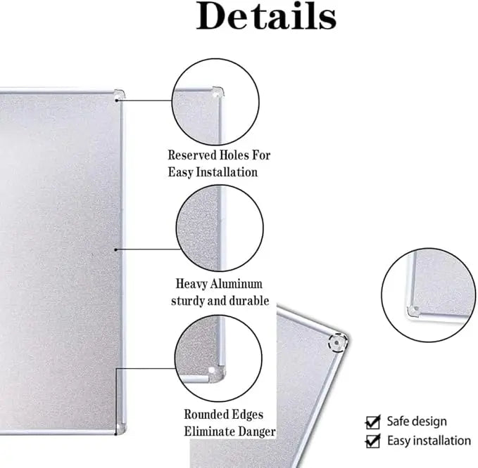 Details of a metal sign showing reserved holes, heavy aluminum construction, and rounded edges for safe installation.