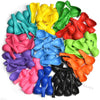 A collection of matte latex balloons in various shades of pink, blue, and green arranged for a garland.