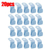 A set of 30 light blue space-saving hanger connector hooks for organizing items.