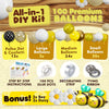 All-in-1 DIY kit featuring 100 premium balloons in various sizes and colors for decoration.