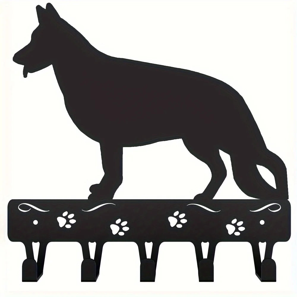 Black decorative metal key hooks designed for wall organization.
