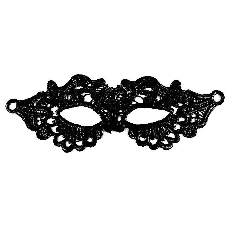 Elegant black lace half face mask for masquerade and costume parties