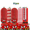 A set of 81 pieces of superhero themed party tableware including plates cups and napkins