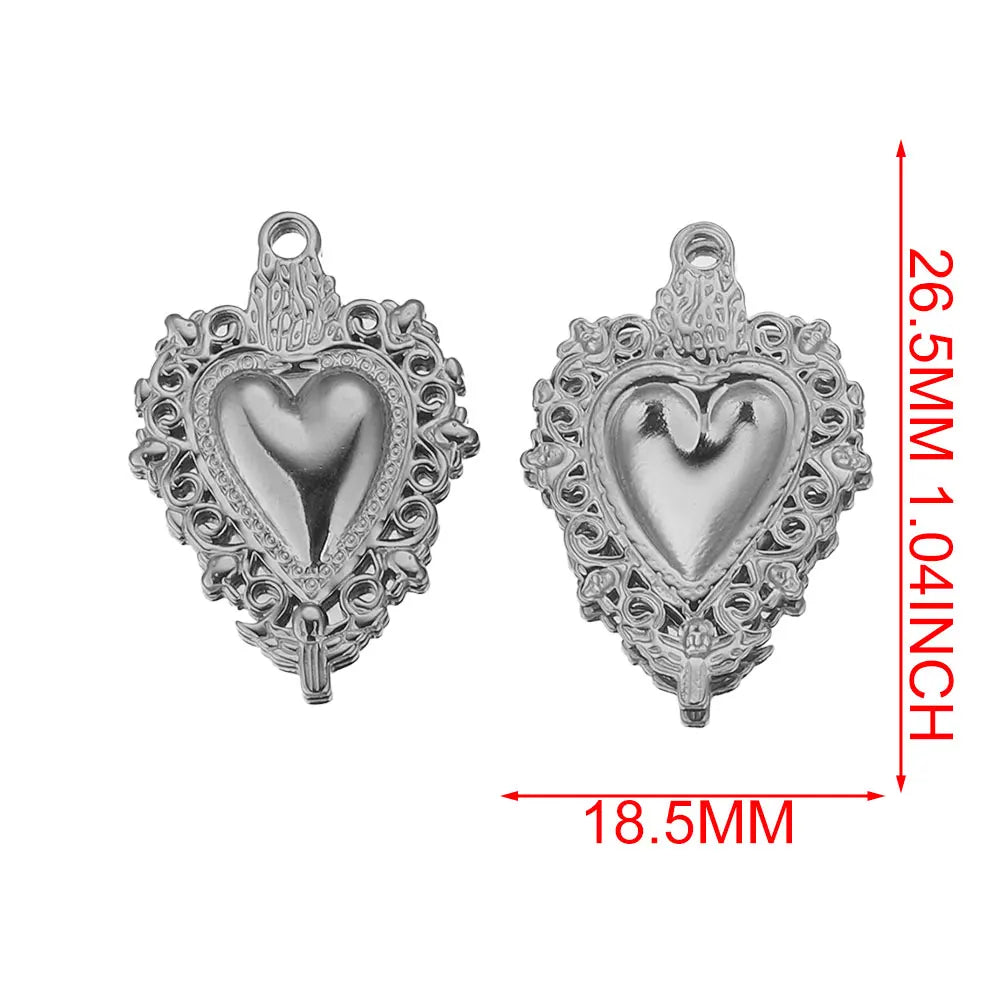Gold Sacred Heart Charms for Jewelry Making