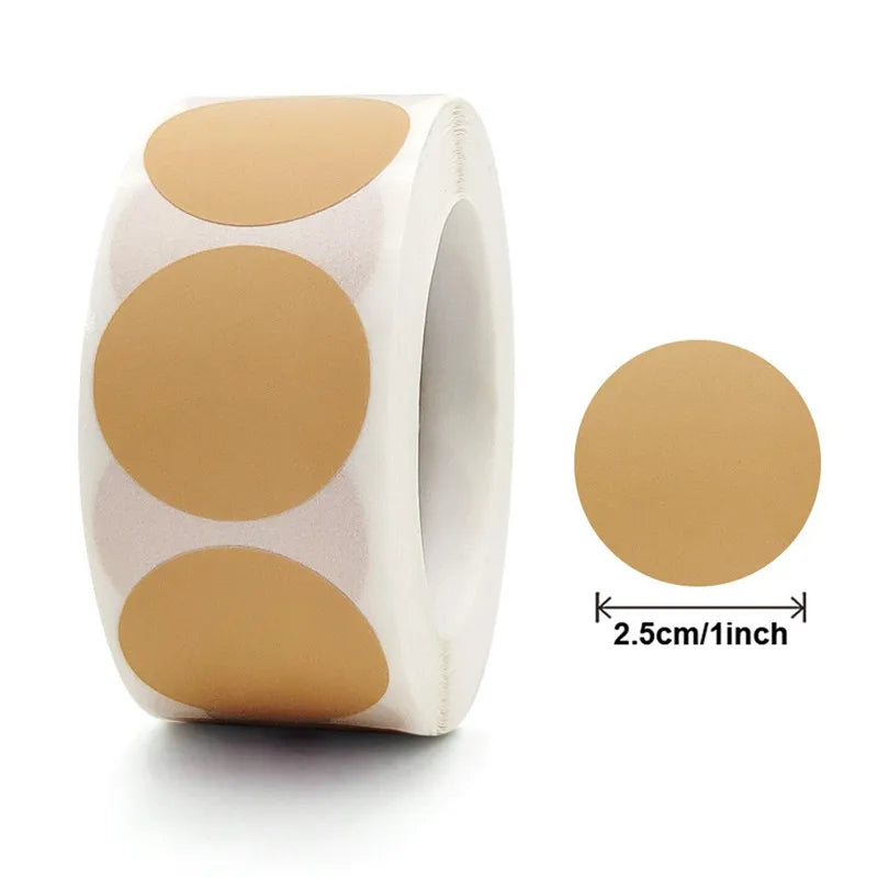 A roll of heart-shaped seal stickers in beige and white packaging for crafting and packaging.