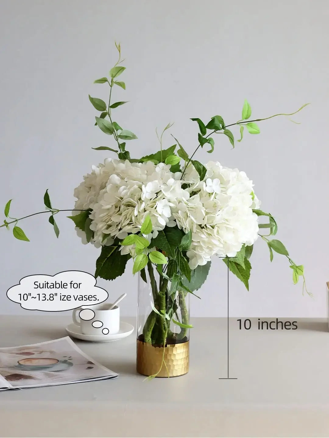Lifelike Latex Hydrangea Stems for Weddings & Home Decor (Set of 4)