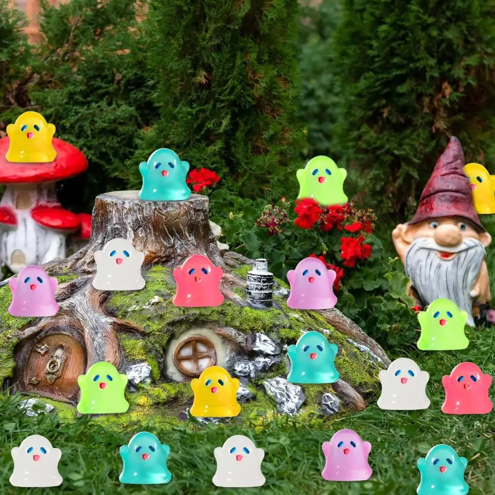 Glow-in-the-Dark Mini Ghost Figurines for Halloween Décor