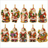 A set of Christmas diamond art ornaments featuring Santa, a snowman, and reindeer pendants.
