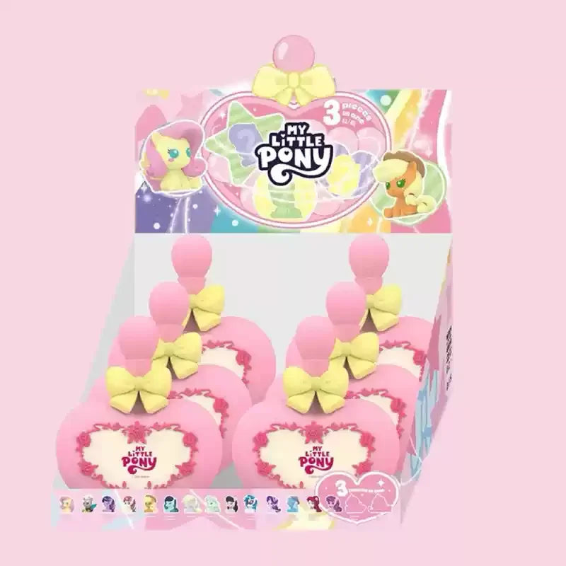 A box of My Little Pony Magic Bottle collectible figurines featuring a yellow and pink pony character.
