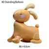 A tan 4D standing balloon shaped like a bunny, used for decoration.