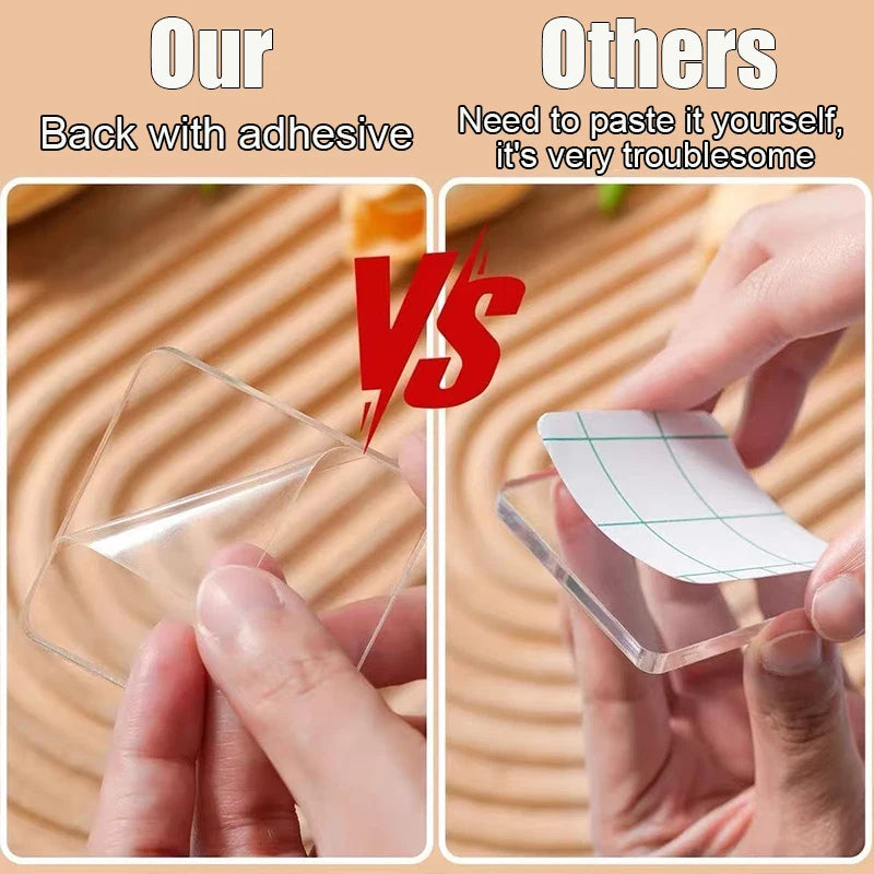 Comparison showing a product with adhesive backing versus another that requires self-gluing for DIY custom fridge magnets