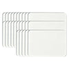 A set of white acrylic fridge magnets with flexible magnetic backing.